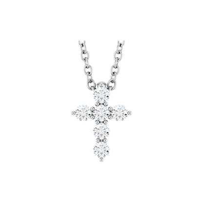 Natural Diamond Accented Cross Necklace or Pendant - 14K White Gold