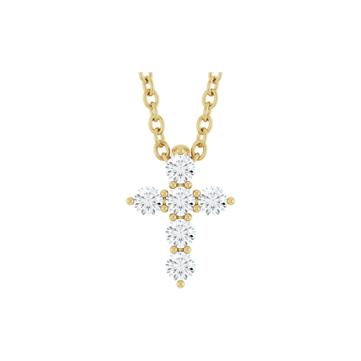 Natural Diamond Accented Cross Necklace or Pendant - 14K Yellow Gold