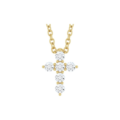 Natural Diamond Accented Cross Necklace or Pendant - 14K Yellow Gold