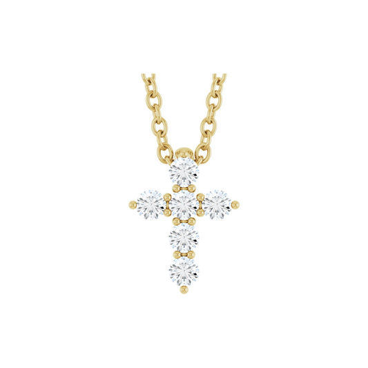 Natural Diamond Accented Cross Necklace or Pendant - 14K Yellow Gold