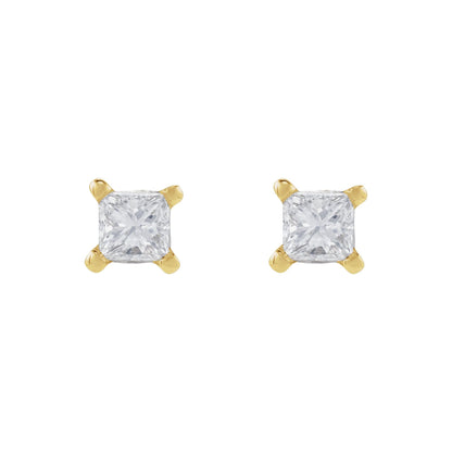 Natural Diamond Square 4-Prong Lightweight Stud Earrings