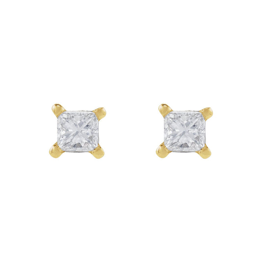 Natural Diamond Square 4-Prong Lightweight Stud Earrings