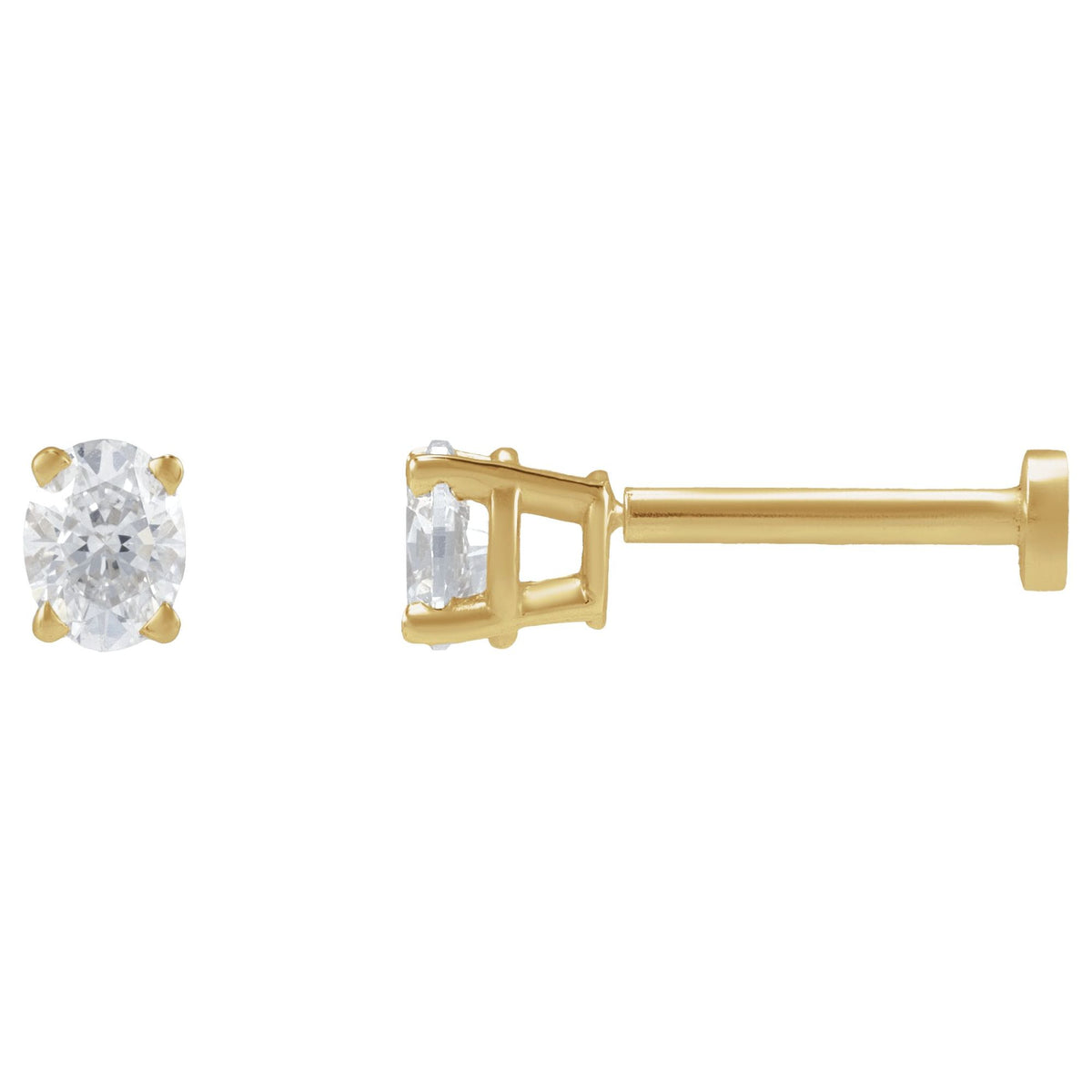 Natural Diamond Oval 4-Prong Lightweight Stud Earrings