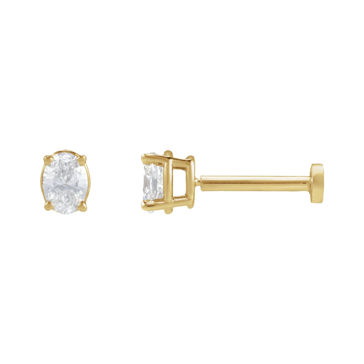 Natural Diamond Oval 4-Prong Lightweight Stud Earrings