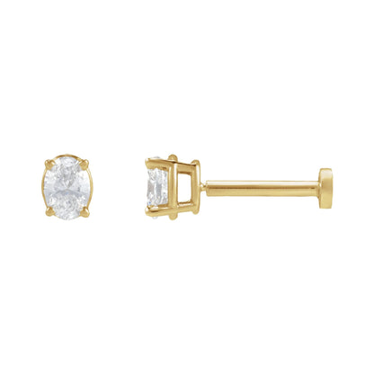 Natural Diamond Oval 4-Prong Lightweight Stud Earrings