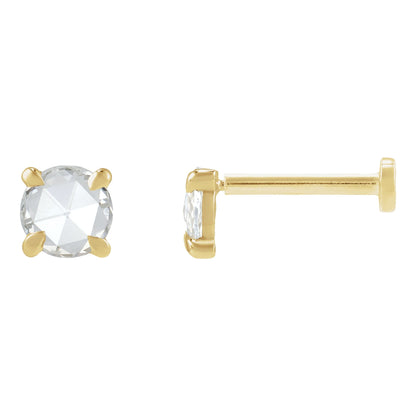Natural Diamond Round Rose-Cut 4-Prong Claw Stud Earrings