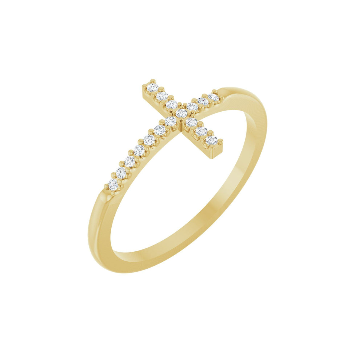 .07 CTW Natural Diamond Sideways Cross Ring