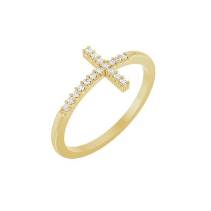 .07 CTW Natural Diamond Sideways Cross Ring