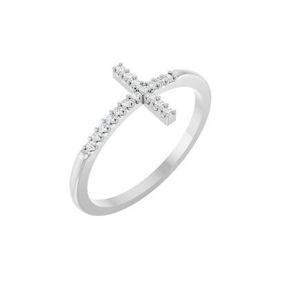 .07 CTW Natural Diamond Sideways Cross Ring