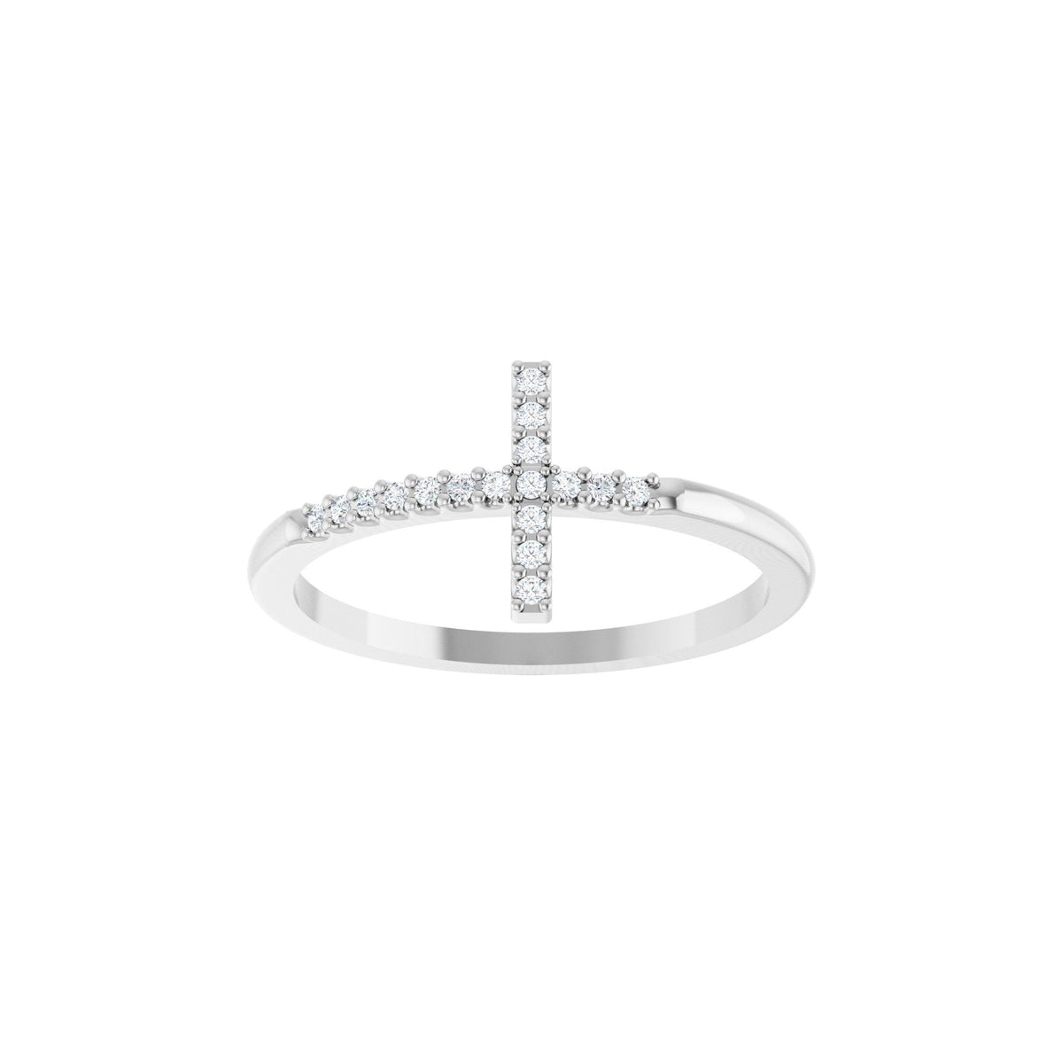 .07 CTW Natural Diamond Sideways Cross Ring