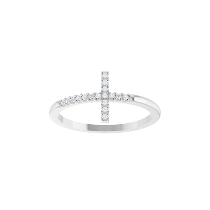.07 CTW Natural Diamond Sideways Cross Ring