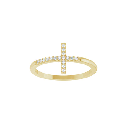 .07 CTW Natural Diamond Sideways Cross Ring
