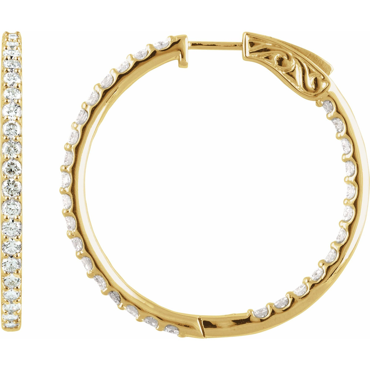 Natural Diamond Inside-Outside Hoop Earrings