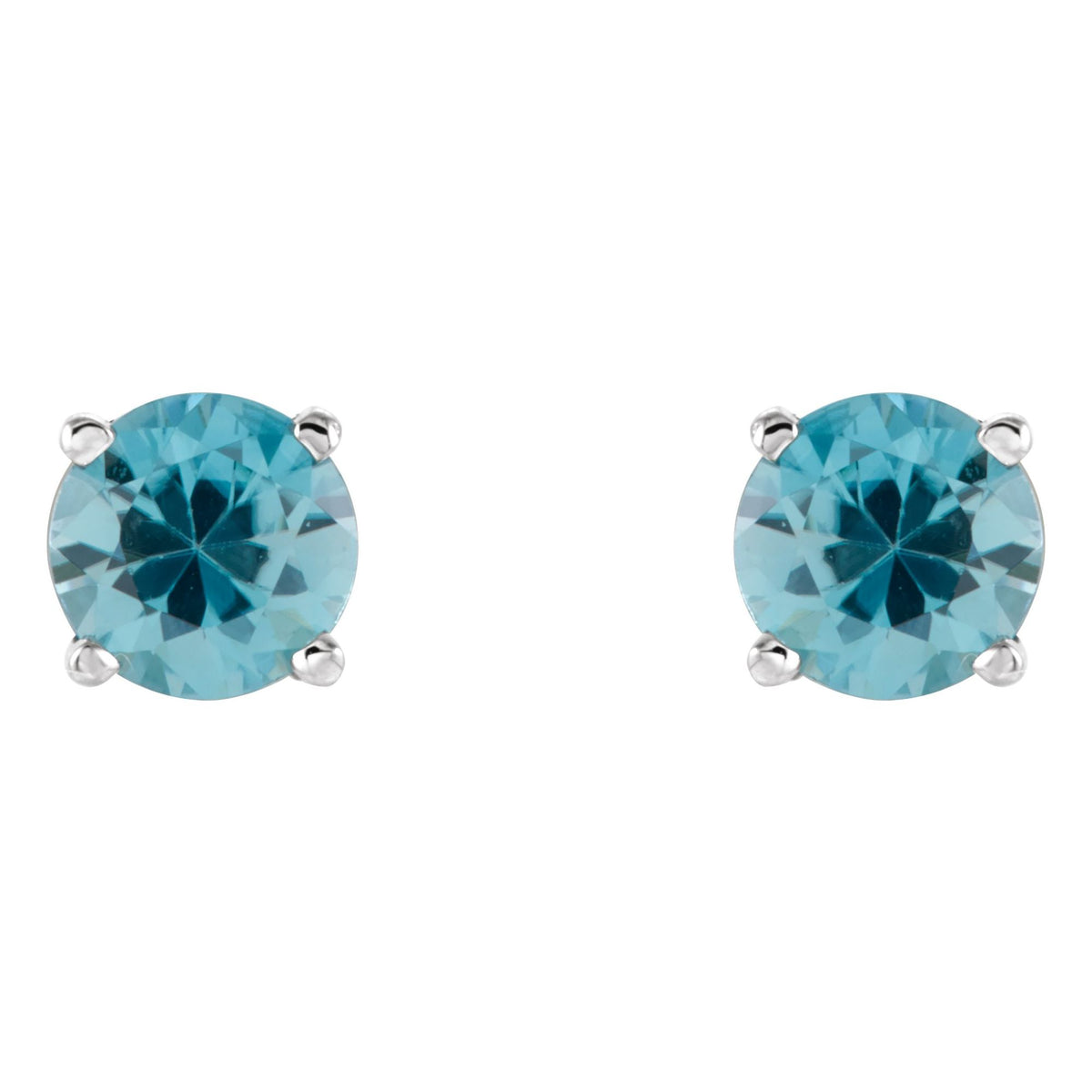 5 mm Natural Blue Zircon Earrings