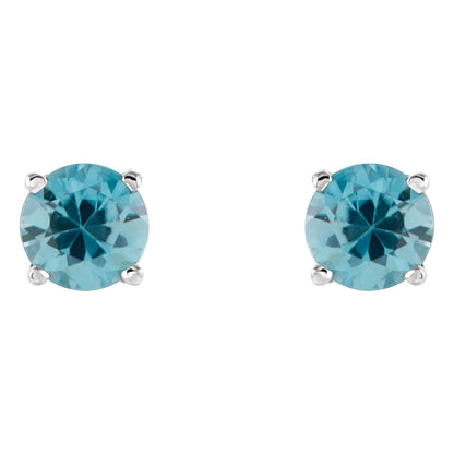 5 mm Natural Blue Zircon Earrings