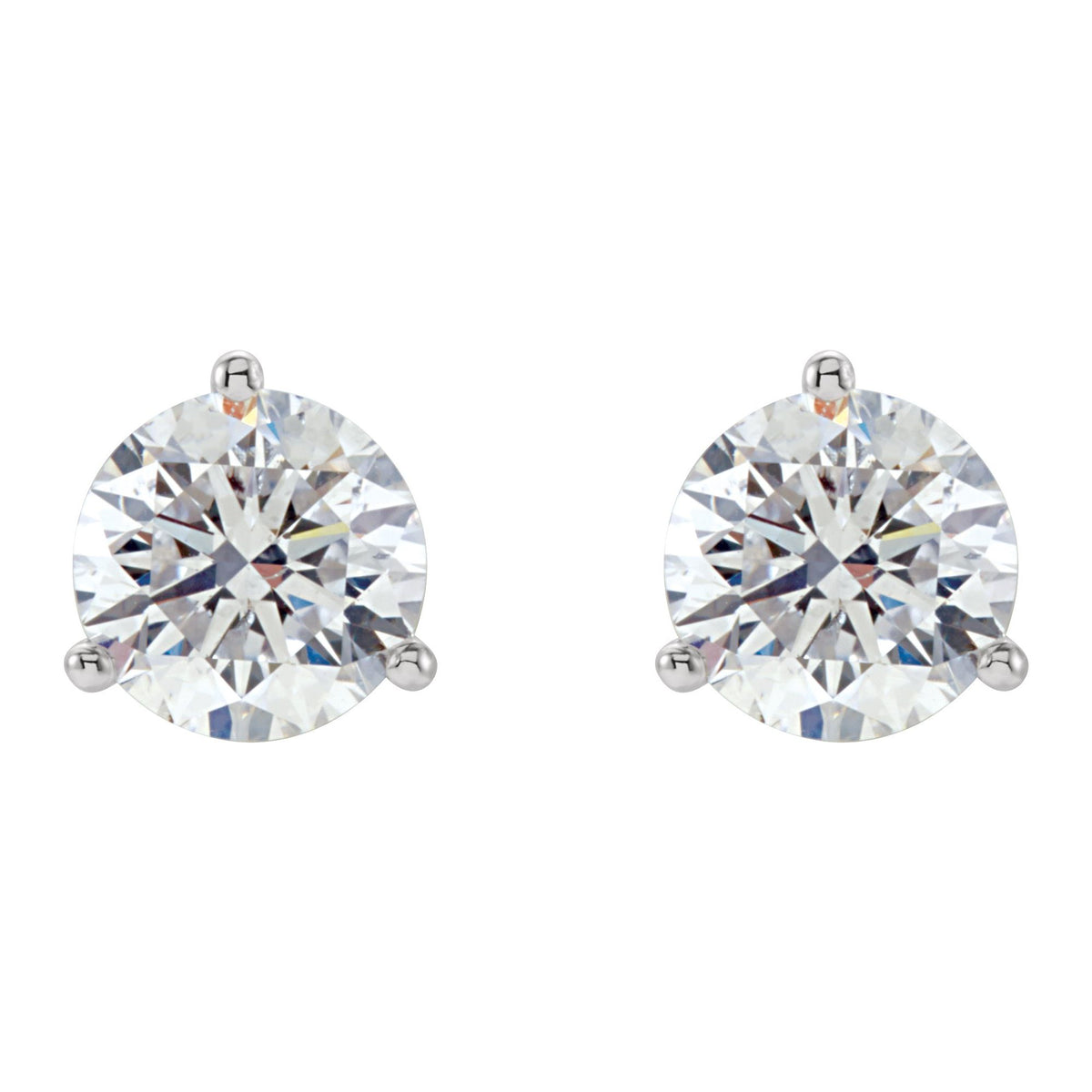 Natural Diamond Round 3-Prong Cocktail-Style Stud Earrings