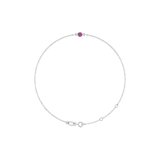 Natural Pink Tourmaline Bezel-Set Solitaire 6 1/2-7 1/2" Bracelet