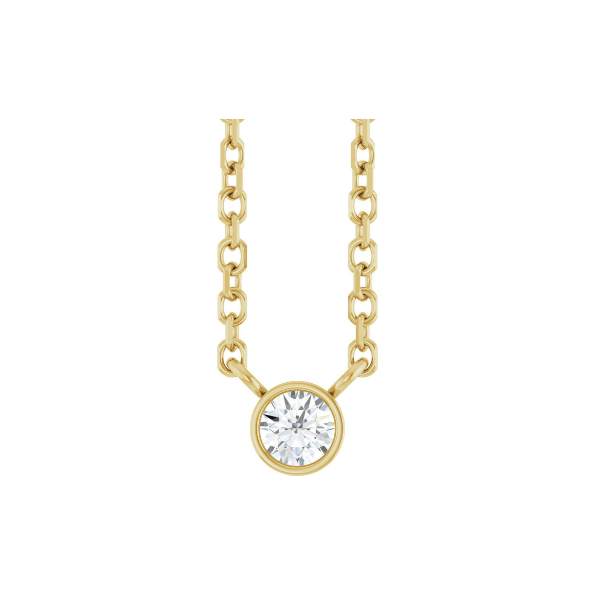 Natural Diamond Bezel-Set Solitaire Necklace