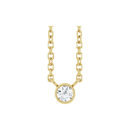 Natural Diamond Bezel-Set Solitaire Necklace