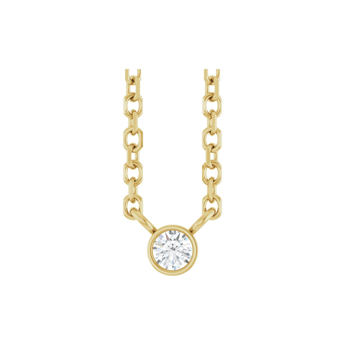 Natural Diamond Bezel-Set Solitaire Necklace