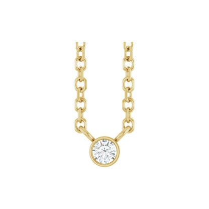Natural Diamond Bezel-Set Solitaire Necklace