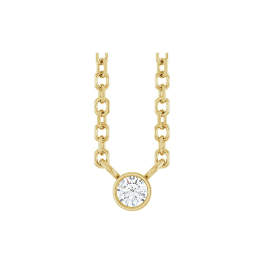 Natural Diamond Bezel-Set Solitaire Necklace