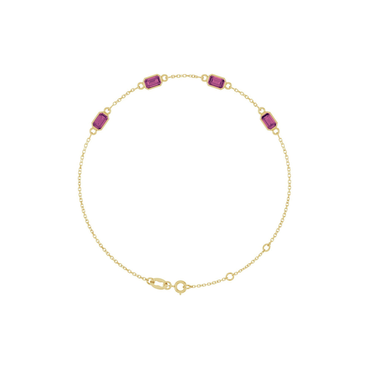 Natural Pink Tourmaline Bezel-Set 3-Stone 7 1/2" Bracelet