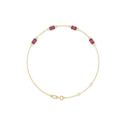 Natural Pink Tourmaline Bezel-Set 3-Stone 7 1/2" Bracelet