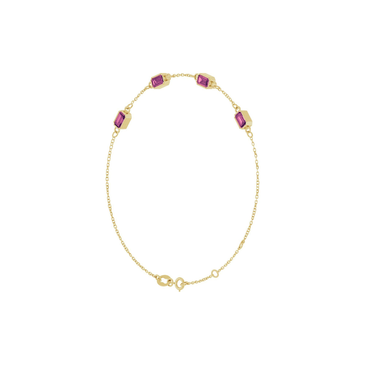 Natural Pink Tourmaline Bezel-Set 3-Stone 7 1/2" Bracelet