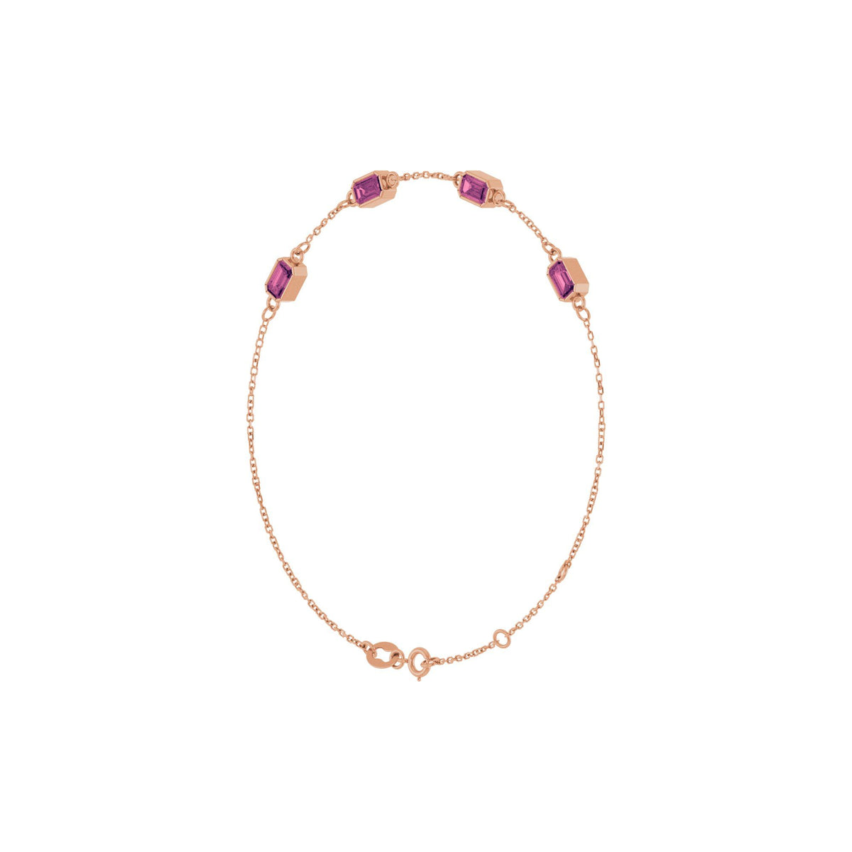 Natural Pink Tourmaline Bezel-Set 3-Stone 7 1/2" Bracelet