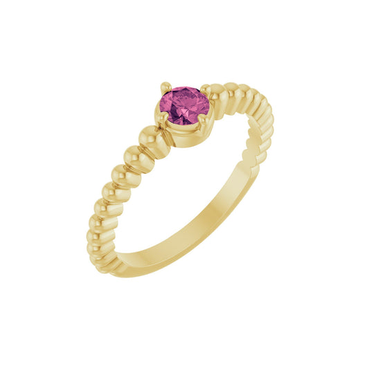 Natural Pink Tourmaline Graduated Bead Ring
