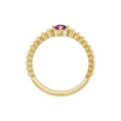 Natural Pink Tourmaline Graduated Bead Ring