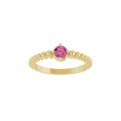 Natural Pink Tourmaline Graduated Bead Ring