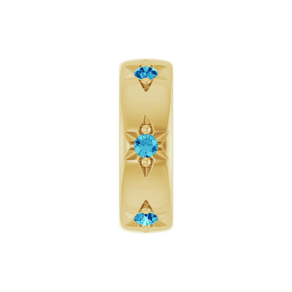 Natural Blue Zircon Stackable Family Space Charm/Pendant