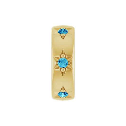 Natural Blue Zircon Stackable Family Space Charm/Pendant