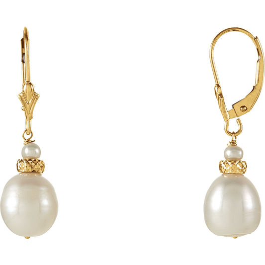 Cultured White Freshwater Pearl Earrings 3