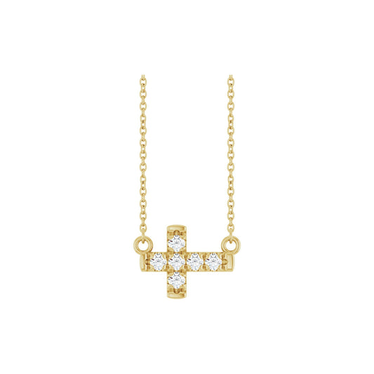 1/4 CTW Natural Diamond Sideways Cross 18" Necklace