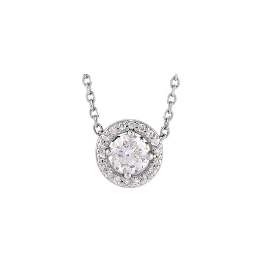 Natural Diamond Halo-Style Necklace or Pendant