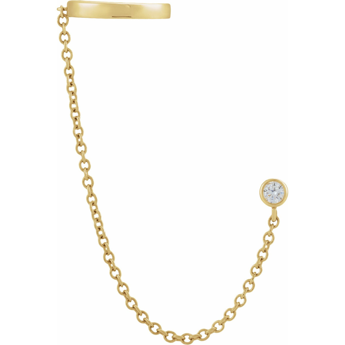 Natural Diamond Ear Cuff with Chain