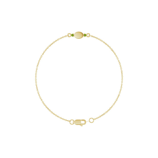 Engravable Natural Peridot 6 1/2-7 1/2" Bracelet