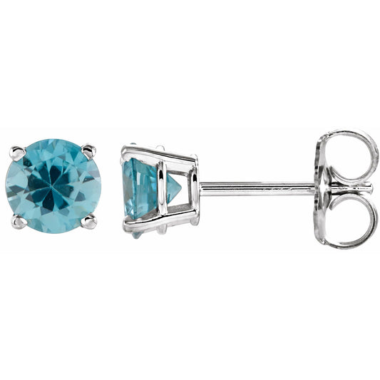 5 mm Natural Blue Zircon Earrings