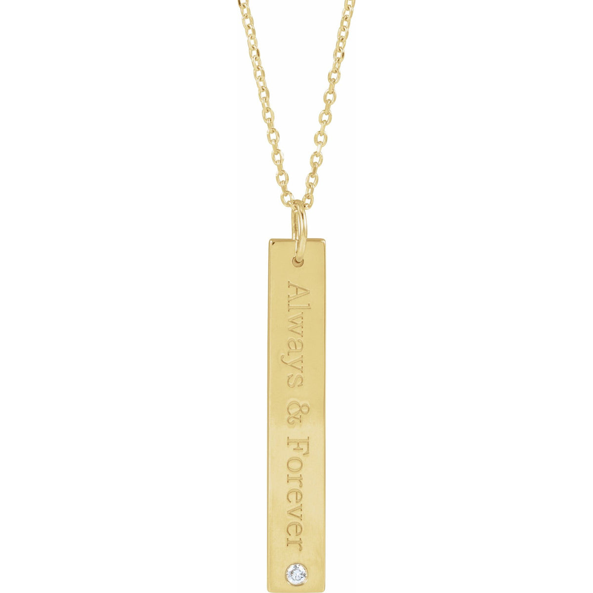 Natural Diamond Engravable Bar Necklace or Pendant