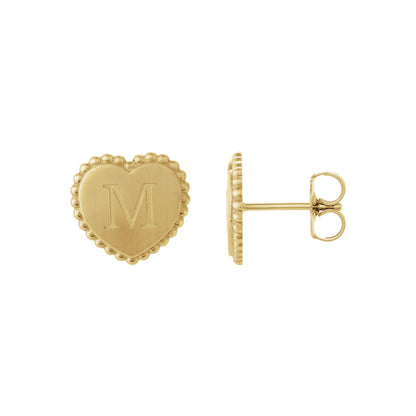 Engravable Beaded Heart Earrings