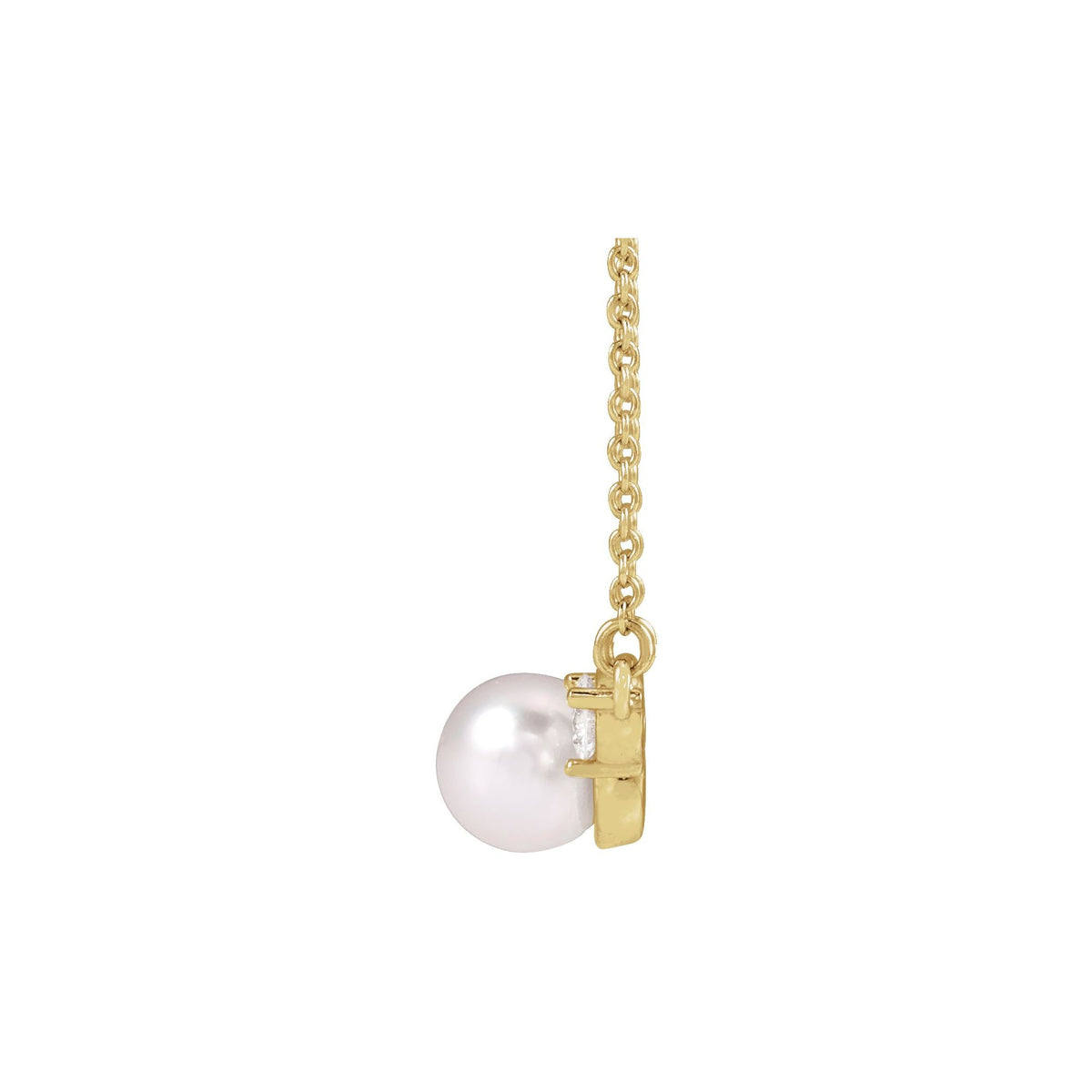 Cultured White Akoya Pearl & 1/5 CTW Natural Diamond 18" Necklace