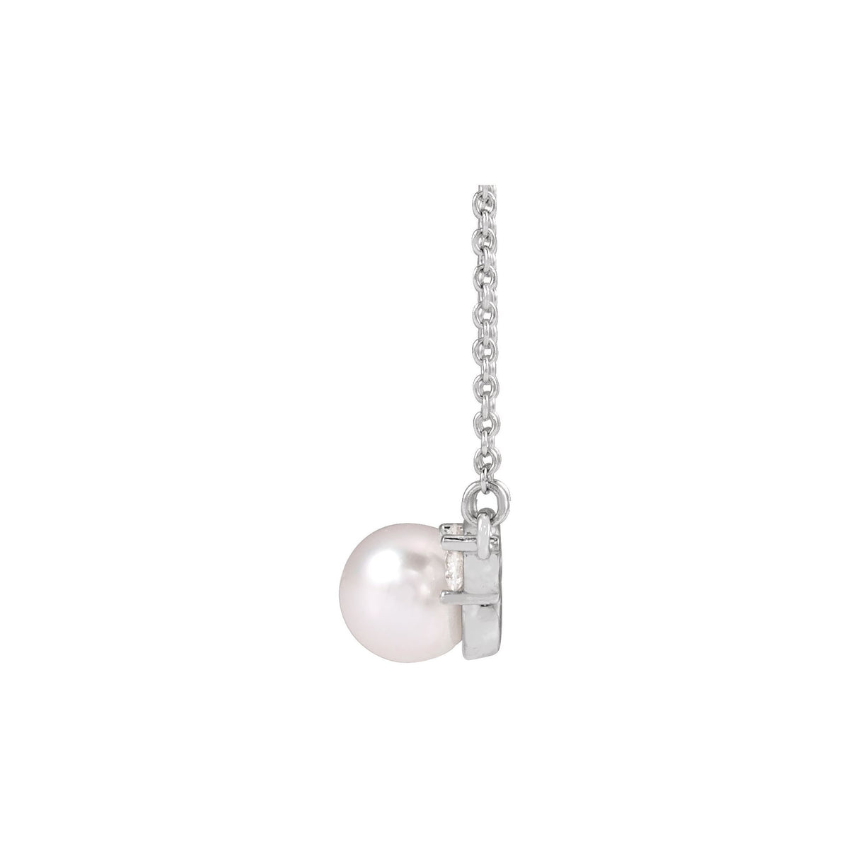 Cultured White Akoya Pearl & 1/5 CTW Natural Diamond 18" Necklace