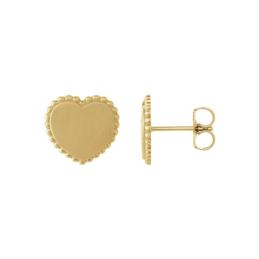 Engravable Beaded Heart Earrings