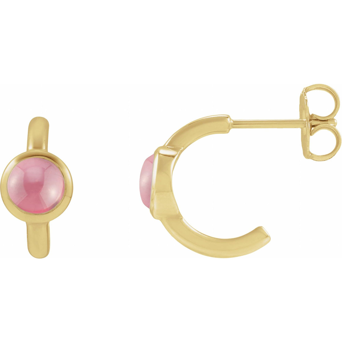 Natural Rhodolite Garnet Cabochon 12 mm Hoop Earrings
