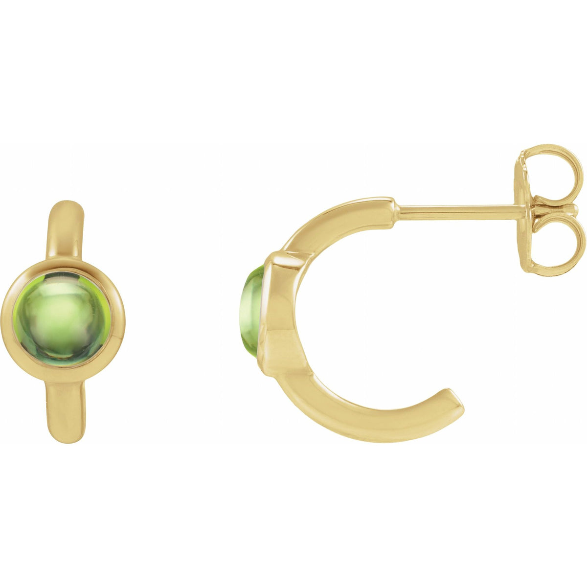 Natural Peridot Cabochon 12 mm Hoop Earrings