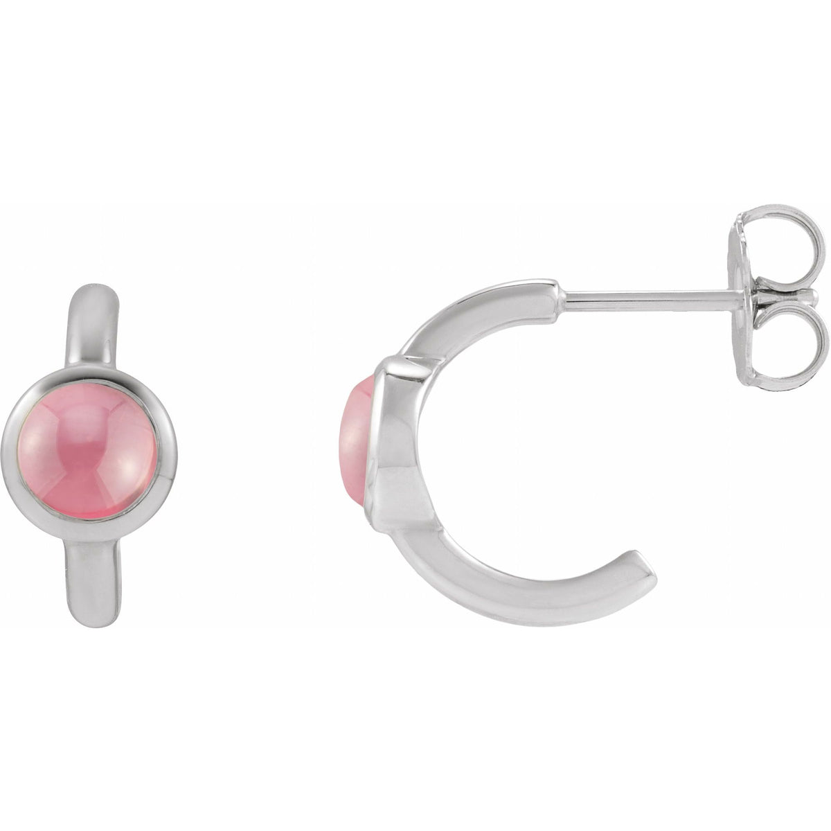 Natural Rhodolite Garnet Cabochon 12 mm Hoop Earrings