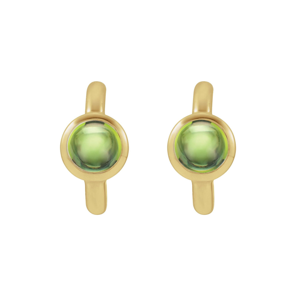 Natural Peridot Cabochon 12 mm Hoop Earrings